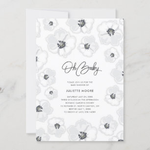 All White Baby Shower Invitation