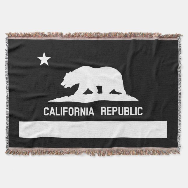 All White Cali Flag Woven Throw Blanket (Front)