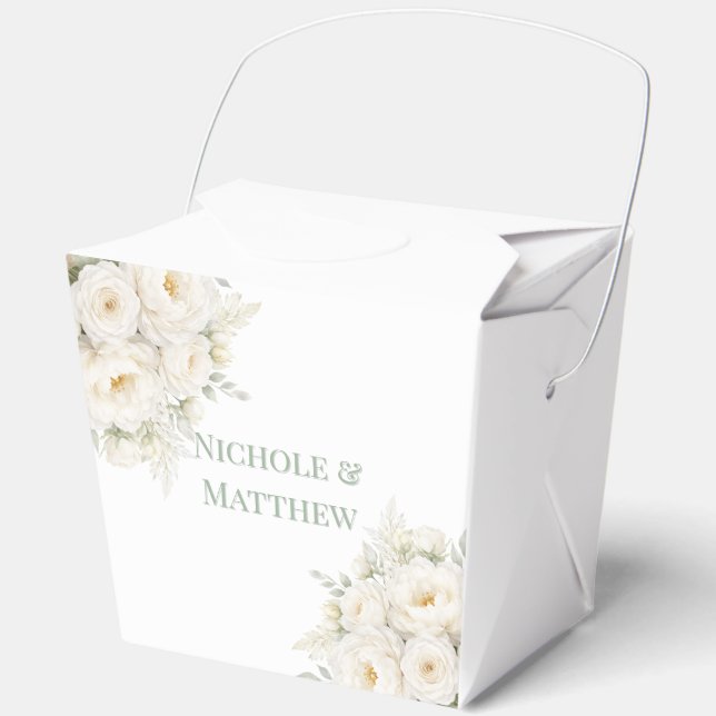 All White Floral Wedding Favour Box (Front)