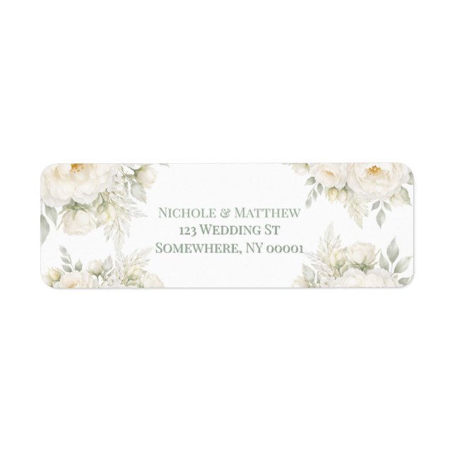 All White Florals Wedding Address (Front)