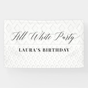 All White Party Birthday Backdrop Banner