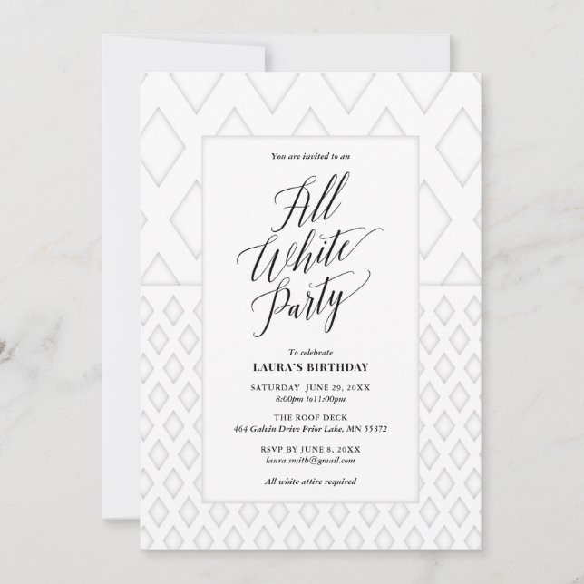 All White Party Invitation (Front)