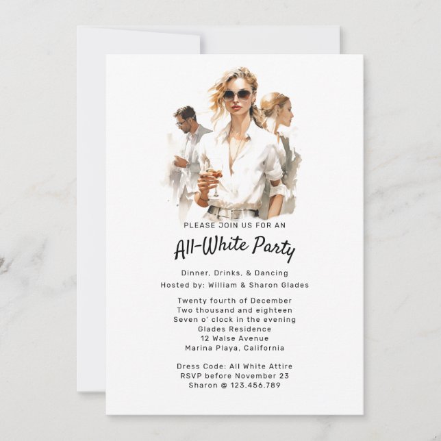 All- White Party Invitation (Front)