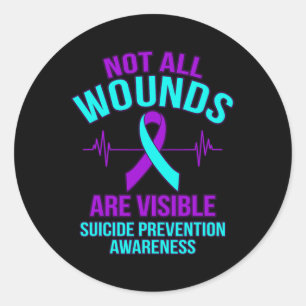 All Wounds Are Visible Happy Suicide Awareness Gra Classic Round Sticker