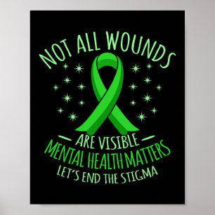 All Wounds Are Visible Mental Health Awareness Gra Poster