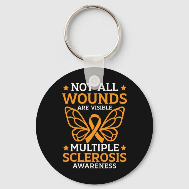 All Wounds Are Visible Multiple Sclerosis Awarenes Key Ring (Front)