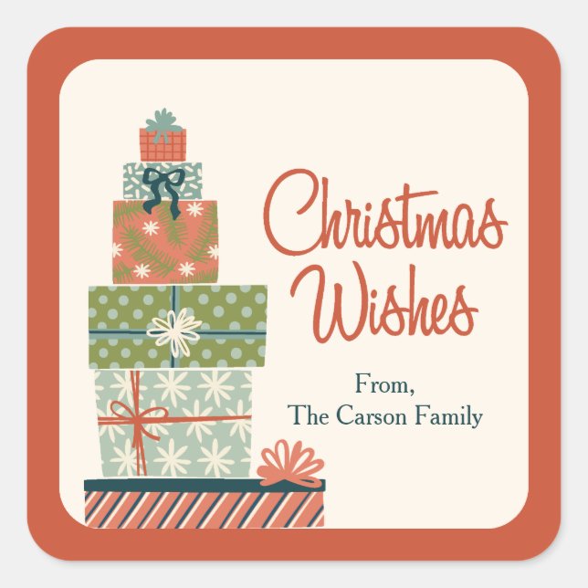 All Wrapped Up Christmas Gift Square Sticker (Front)