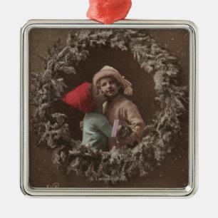 All XMAS Joys Be ThineLittle Kids Kissing Metal Tree Decoration