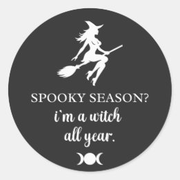 all year witch • witchcraft graphic || classic round sticker
