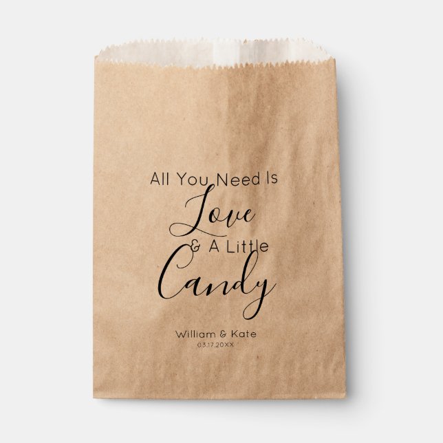 All You Need is A Candy Wedding Favour Bag (Front)