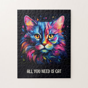 All you need is cat. Cute colourful cat Jigsaw Puzzle