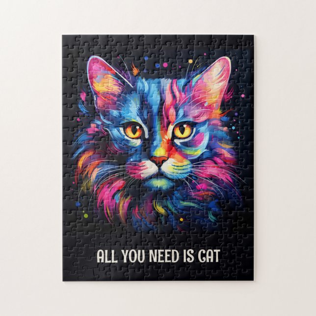 All you need is cat. Cute colourful cat Jigsaw Puzzle (Vertical)