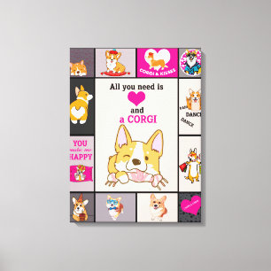 All You Need Is Corgi Blanket Canvas Print