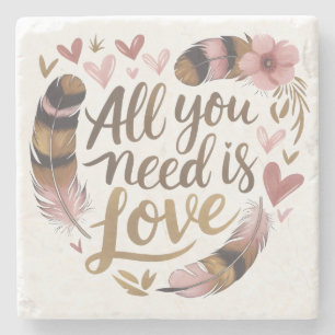 All You Need Is Love – A Gentle Boho Whisper Stone Coaster