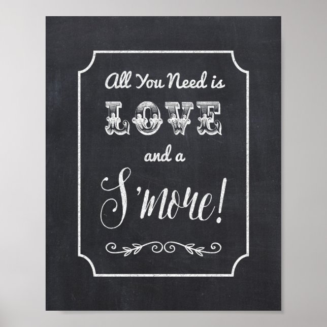 All You Need is Love & a S'More Chalkboard Sign (Front)