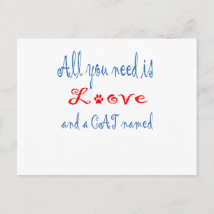 All you need is love and a cat named... postcard