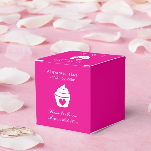 All you need is love and a cupcake pink wedding favour box (Wedding)
