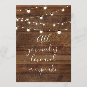 All you need is love and a cupcake wedding sign invitation