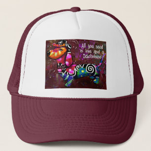 All You Need Is Love and a Dachshund Abstract Art Trucker Hat