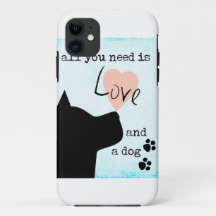 all you need is love and a dog pink blue pit bull iPhone 11 case