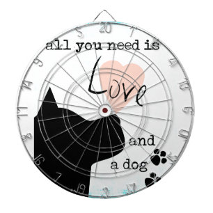 all you need is love and a dog pink blue pit bull dartboard
