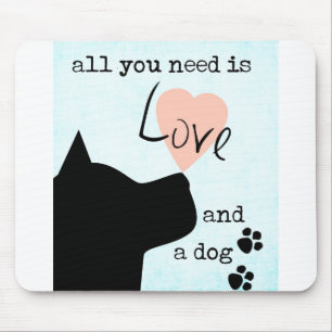 all you need is love and a dog pink blue pit bull mouse mat