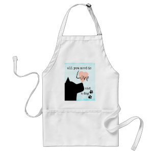 all you need is love and a dog pink blue pit bull standard apron