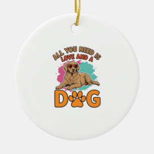 All You Need Is Love and a Dog Vintage Dog Lover D Ceramic Tree Decoration
