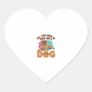 All You Need Is Love and a Dog Vintage Dog Lover D Heart Sticker