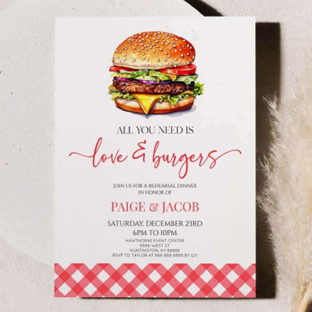 All You Need Is Love and Burgers Rehearsal Dinner Invitation (Creator Uploaded)