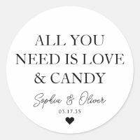 ALL YOU NEED IS LOVE AND CANDY Heart Wedding Favou