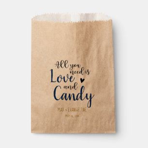 All You Need Is Love and Candy Navy and Gold Favour Bags