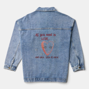 All you need is LOVE and CATS, Pawprint Heart Denim Jacket