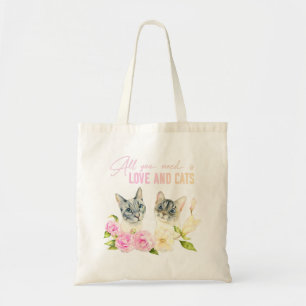 All You Need Is Love And Cats Watercolor Tote Bag
