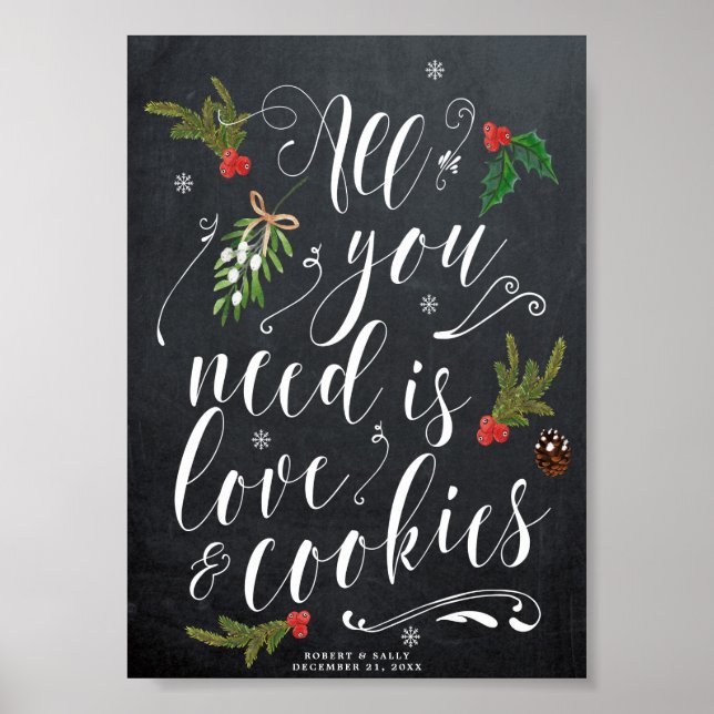 all you need is love and cookies christmas sign (Front)