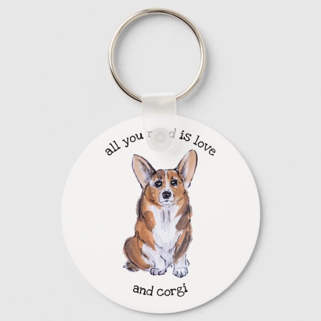 All you need is love and corgi key ring (Front)