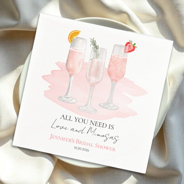 All You Need Is Love and Mimosas Bridal Shower Napkin (Creator Uploaded)