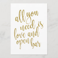 All you need is love and open bar affordable sign
