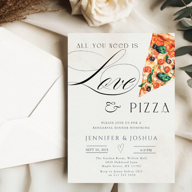 All You Need is Love and Pizza Rehearsal Dinner  Invitation (All You Need is Love and Pizza Rehearsal Dinner Invitation)