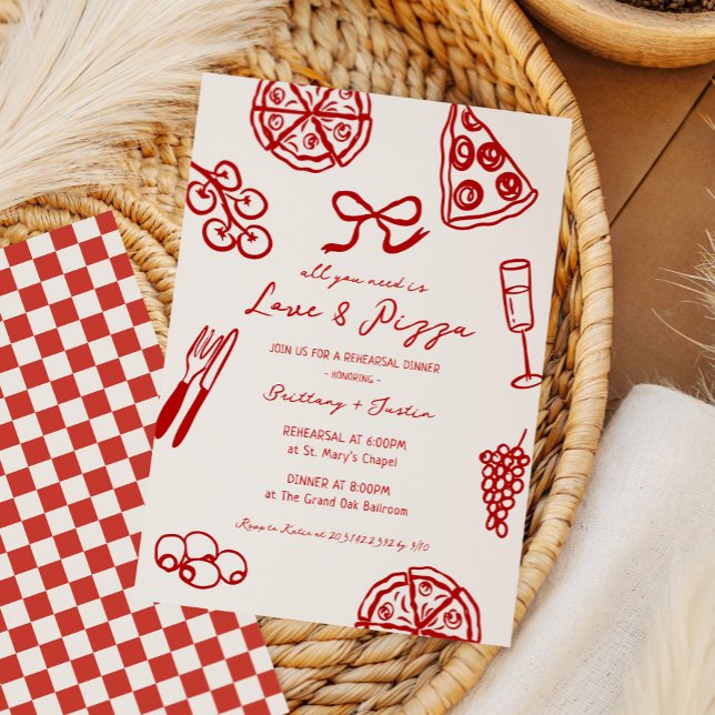 All You Need Is Love and Pizza Rehearsal Dinner Invitation (Creator Uploaded)