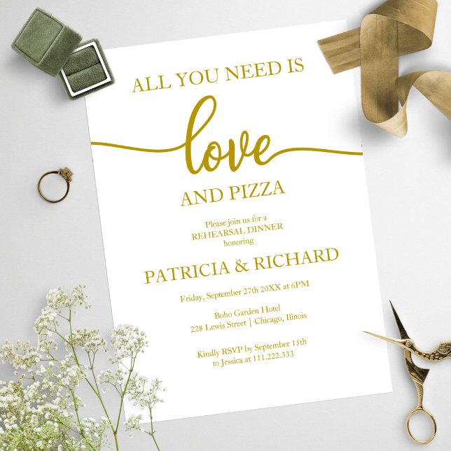 All You Need Is Love And Pizza Rehearsal Dinner Invitation (Creator Uploaded)