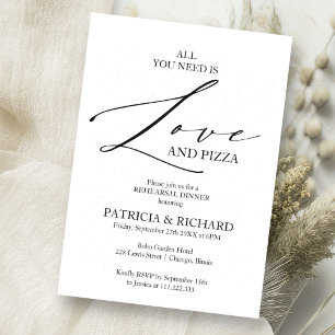 All You Need Is Love And Pizza Rehearsal Dinner Invitation