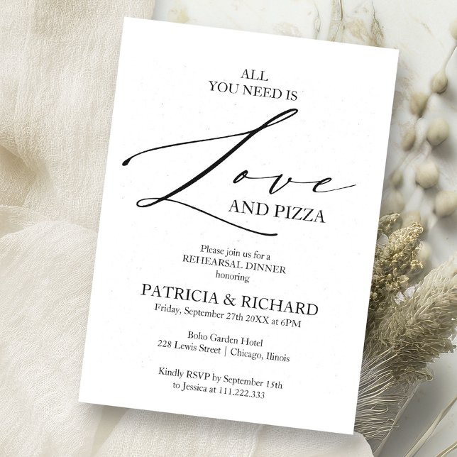 All You Need Is Love And Pizza Rehearsal Dinner Invitation (Creator Uploaded)