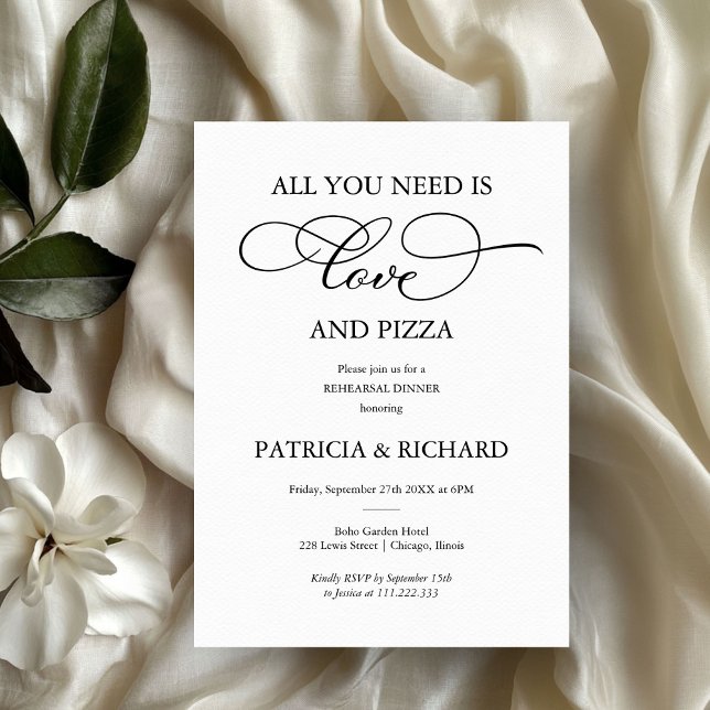 All You Need Is Love And Pizza Rehearsal Dinner Invitation (Creator Uploaded)