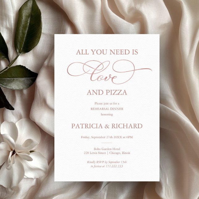 All You Need Is Love And Pizza Rehearsal Dinner Invitation (Creator Uploaded)