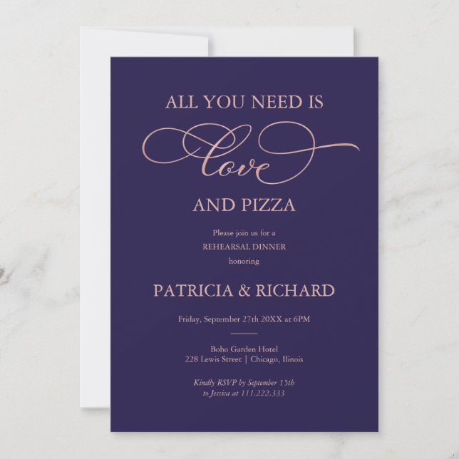 All You Need Is Love And Pizza Rehearsal Dinner Invitation (Front)