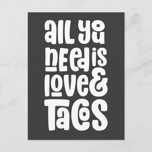 All You Need Is Love and Tacos Postcard (Front)