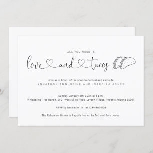 All You Need is Love and Tacos Rehearsal Dinner Invitation