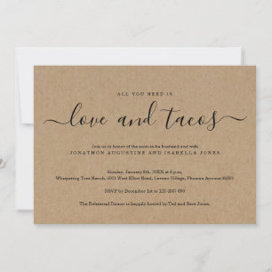 All You Need is Love and Tacos Rehearsal Dinner Invitation