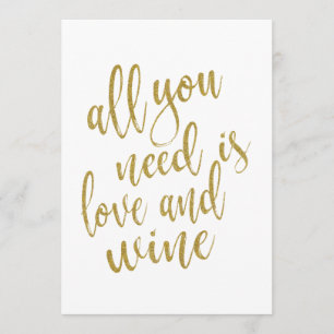 All you need is love and wine affordable sign invitation